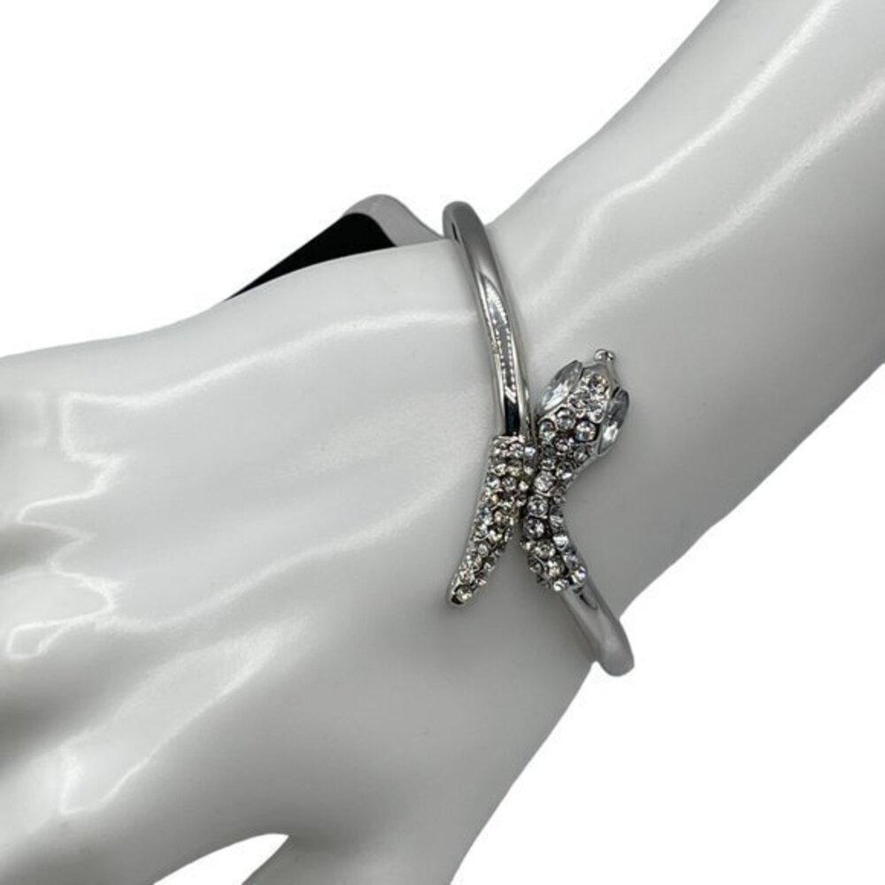 g by Gennaro Silver Diamond Snake Bangle Bracelet